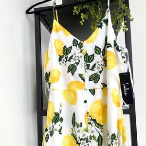 NWT Lulus midi high low lemon dress 🍋